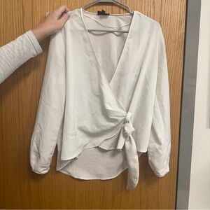 Topshop Cream Wrap Blouse
